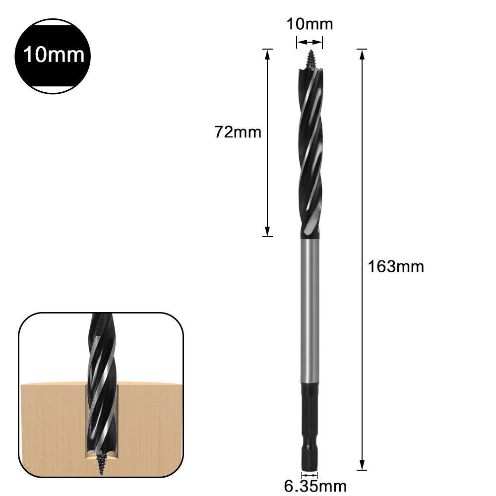 11 Pcs High-Carbon Steel Fast Cut Wood Auger Wood Drill Bit Tools Set 10-35MM UK