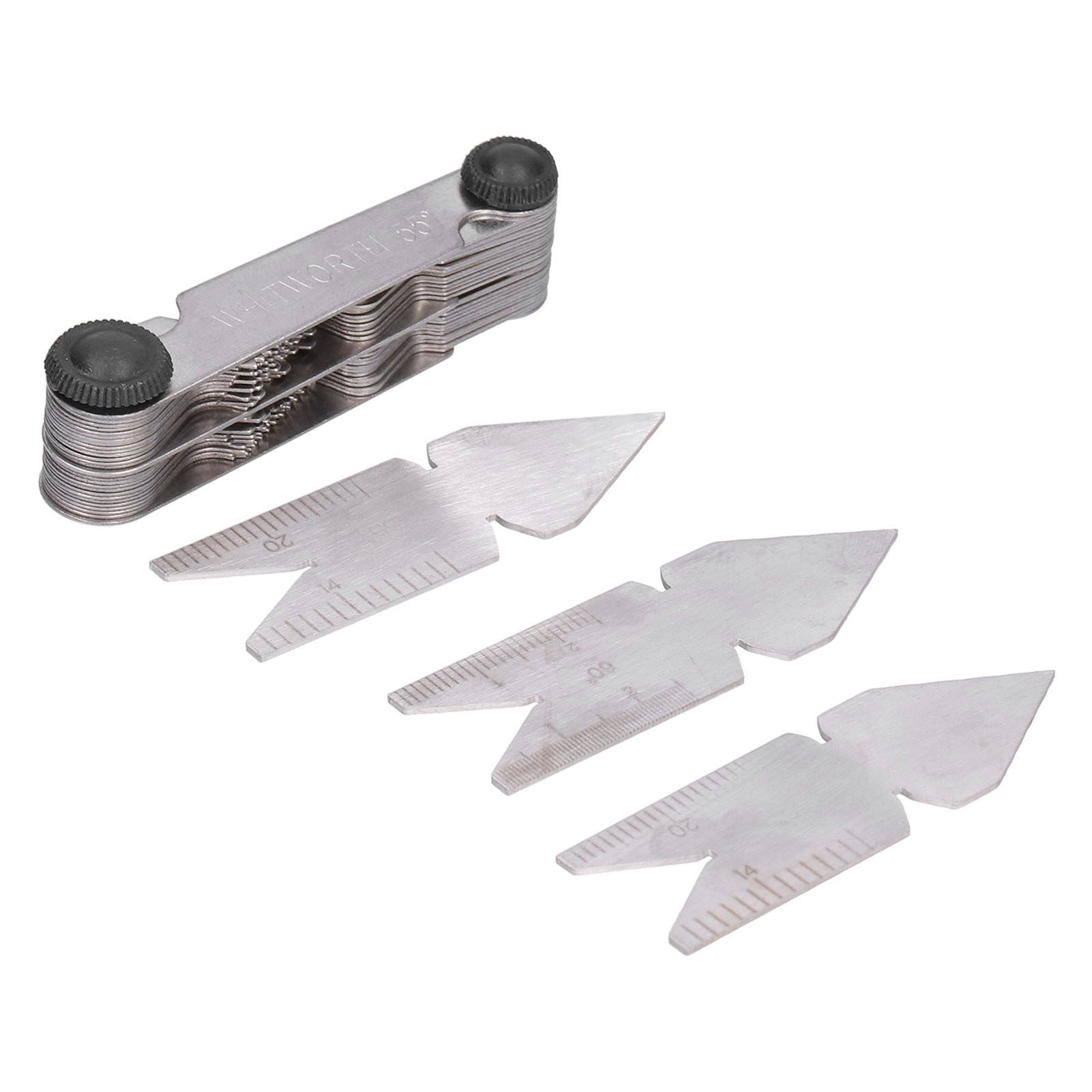 4Pcs Thread Pitch Cutting Gauge Stainless Steel 55° 60° 52 Blades Centre Gauges for Lathe