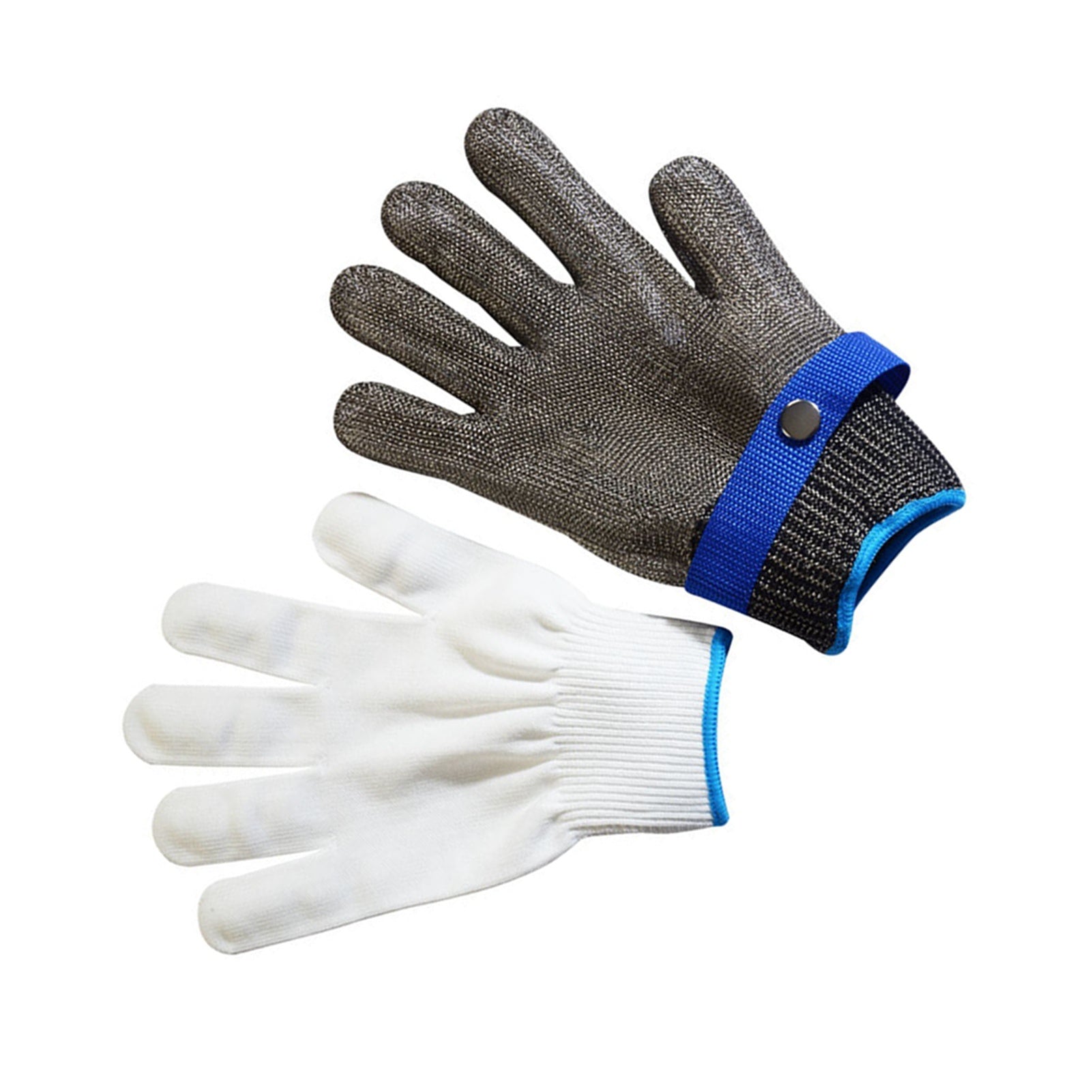 2Pcs Work Gloves Anti Cut Scratch Resistant Buckle Adjustable Safety Gloves for Hand Protection 24.5cm / 9.6in Grey