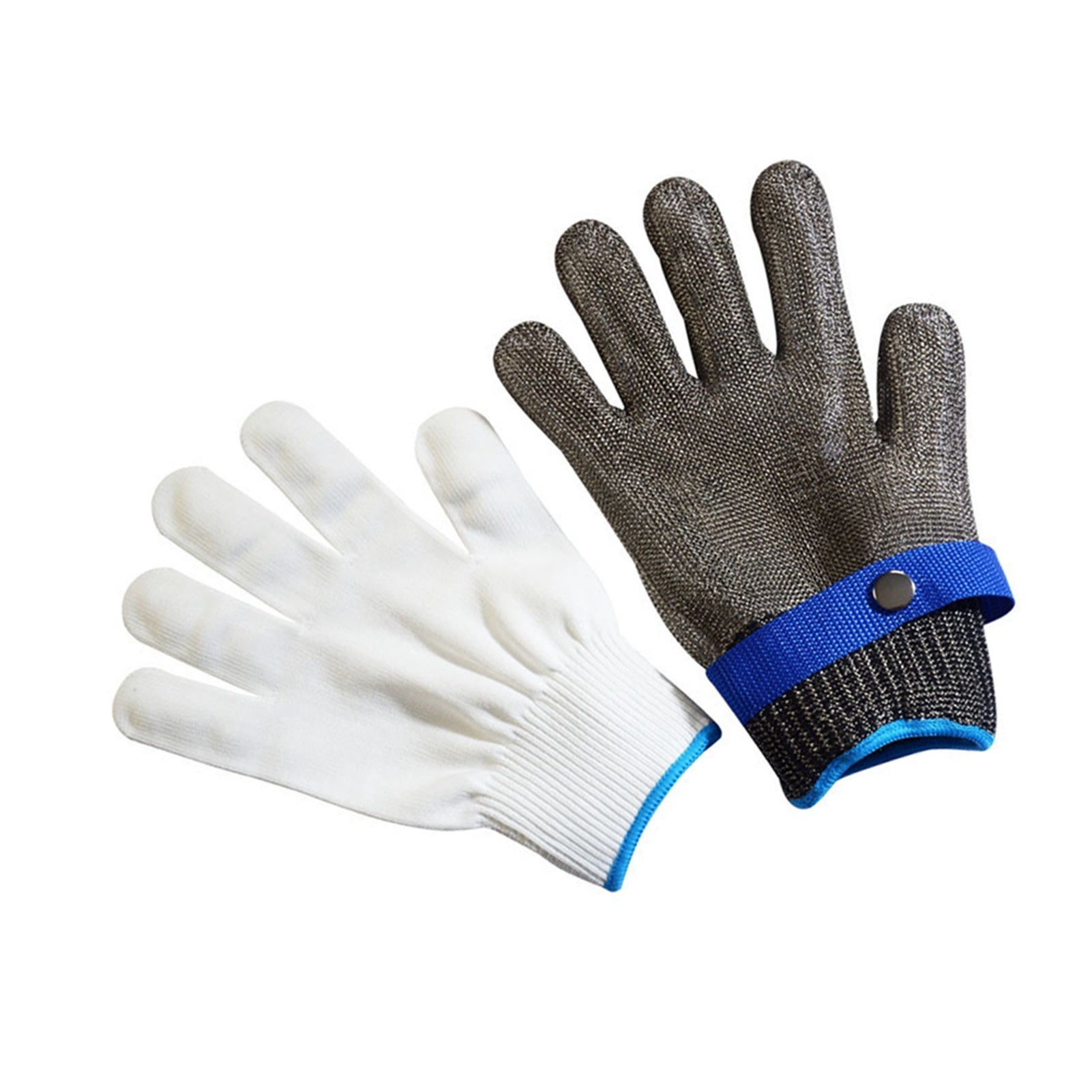 2Pcs Work Gloves Anti Cut Scratch Resistant Buckle Adjustable Safety Gloves for Hand Protection 24.5cm / 9.6in Grey