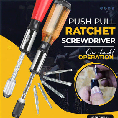 Push-type Semi-automatic Screwdriver Wooden Handle Screwdriver
