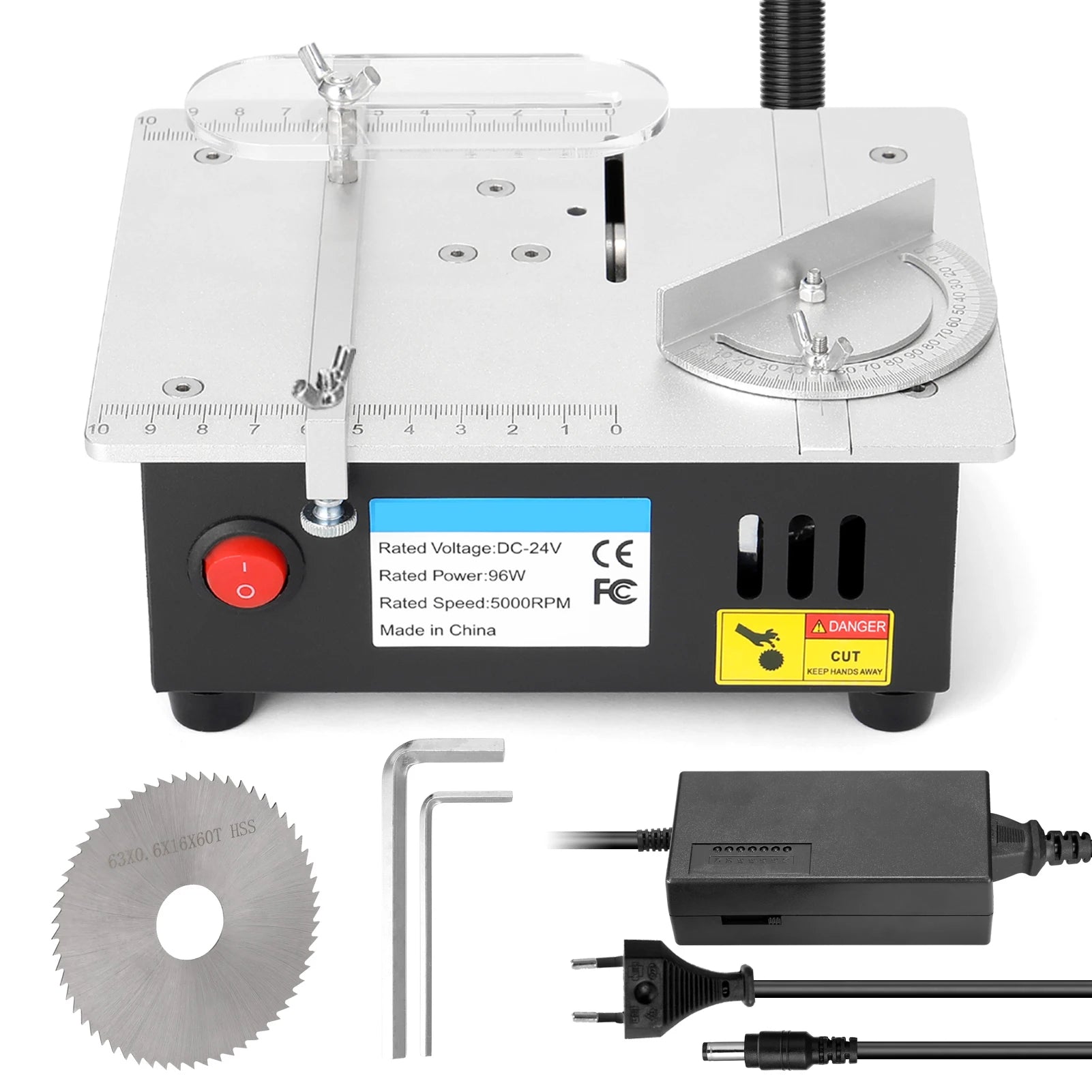 5000RPM Mini Electric Table Saw 7 Speed 96W Household Bench Saw DIY Cutting Machine 14mm Cutting Depth Woodworking Circular Saw