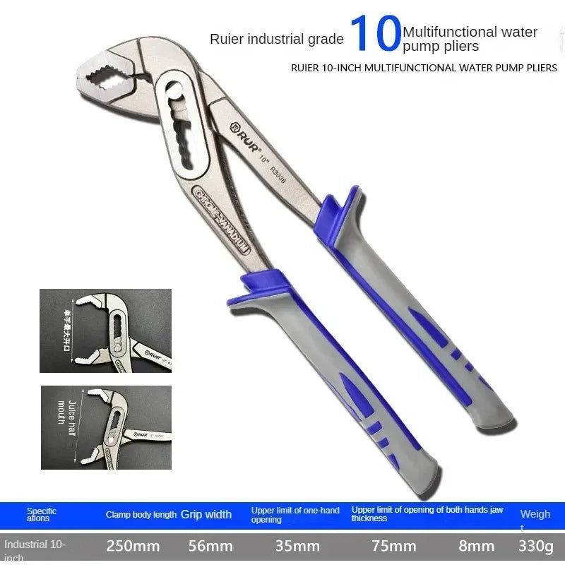 8 inch 10 inch 12 inch water pump pliers heavy-duty wrench large opening adjustable water pipe wrench manual maintenance tool