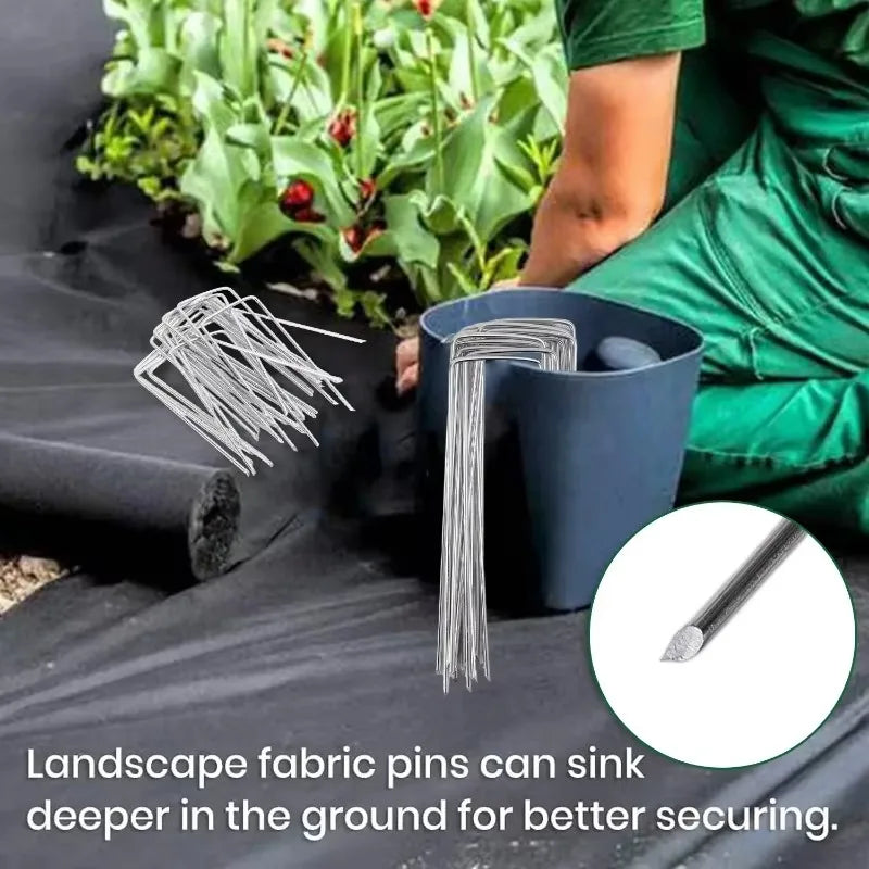 Galvanized Steel U-shaped Garden Stakes Heavy-duty Landscape Spikes Fence Tubing Staples for Holding Lawns Barrier Ground Nails