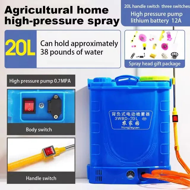 Backpack Agricultural Electric Sprayer Rechargeable Automatic Sprayer Pesticide High Pressure Sterilization Spray Can
