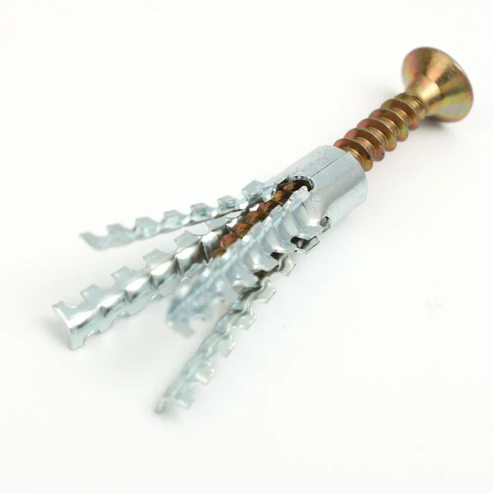 120/10Set Serrated Metal Expansion Tube Self Tapping Screw Pipe Drilling Plug for Concrete Wall Anchors Fasteners Bolt Kits