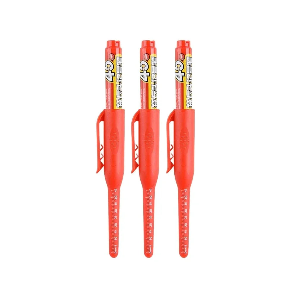 45mm Waterproof Deep Hole Marker Pens Long Nib Head Carpenter Pen Black/Blue/Red Ink for Multi-Purpose Woodworking Hand Tools