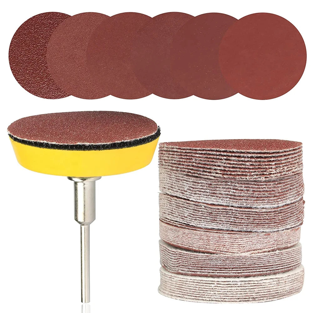 60pcs/Set 2 inch Sanding Discs Pad Kit for Drill Grinder Rotary Tools with Backer Plate Includes 100-2000 Grit Sandpapers Kits A