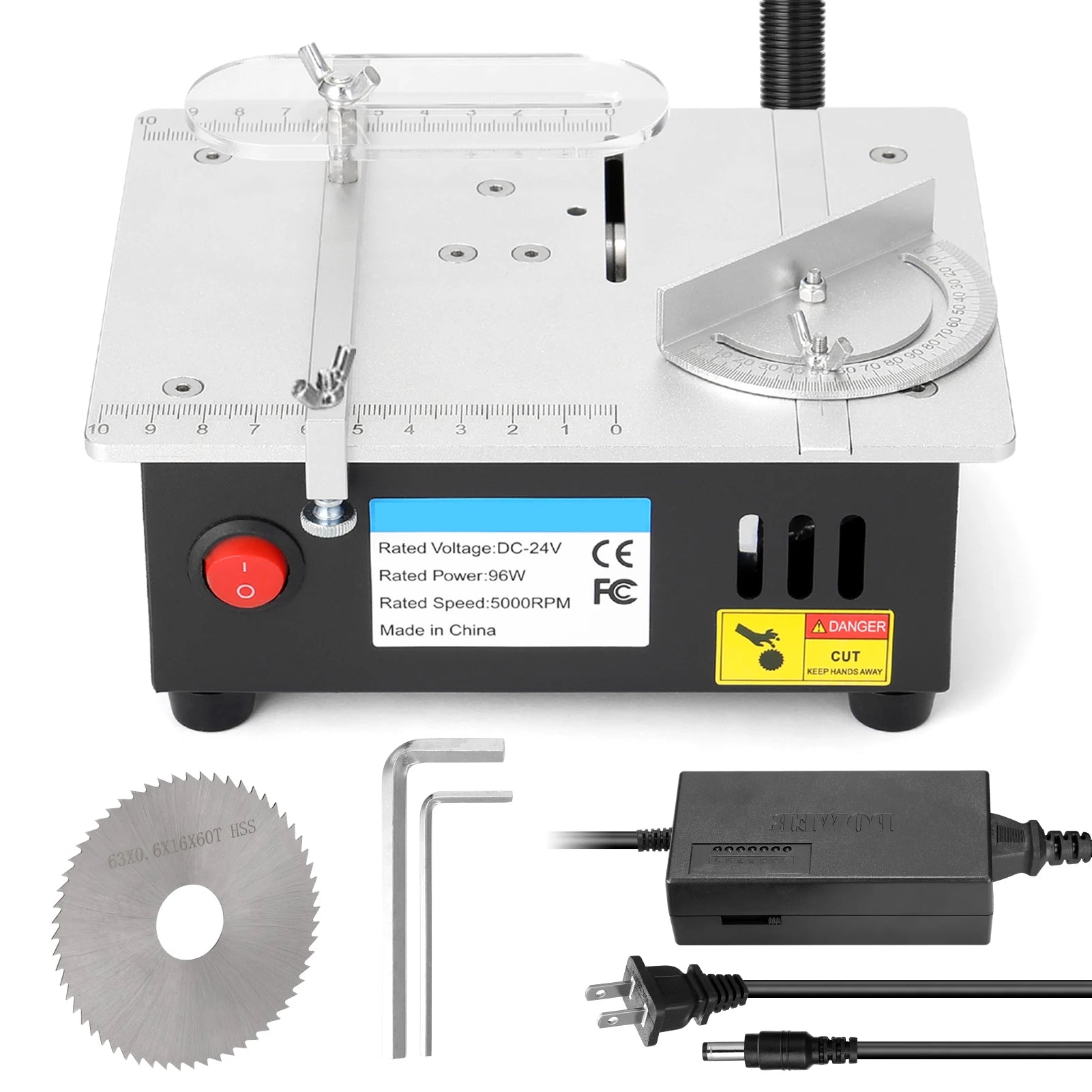 5000RPM Mini Electric Table Saw 7 Speed 96W Household Bench Saw DIY Cutting Machine 14mm Cutting Depth Woodworking Circular Saw