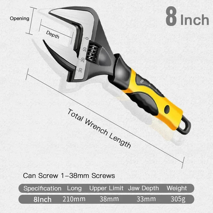 Adjustable Wrench Stainless Steel Universal Spanner Bathroom Wrench Large Open High Quality Plumbing Repair Tool Household