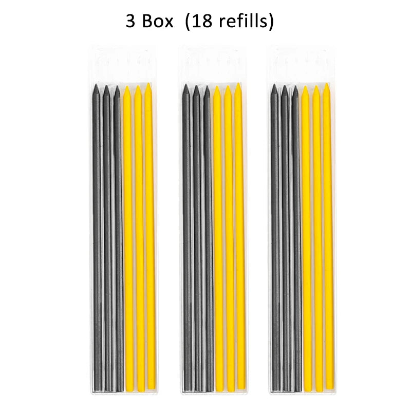 Solid Carpenter Pencil with Refill Lead and Built-in Sharpener for Deep Hole Mechanical Pencil scribing Marking Woodworking Tool