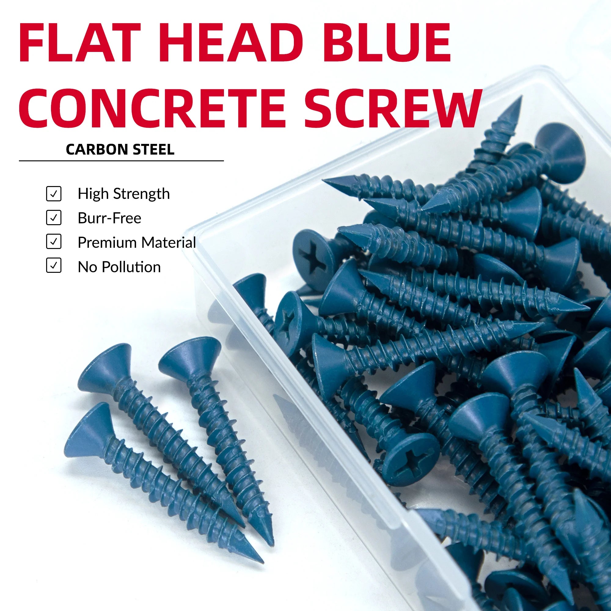 80pcs 3/16" Or 1/4" Concrete Screw Anchor, Blue Flat Head Screws for Anchoring to Masonry Brick Block Cement Or Stucco