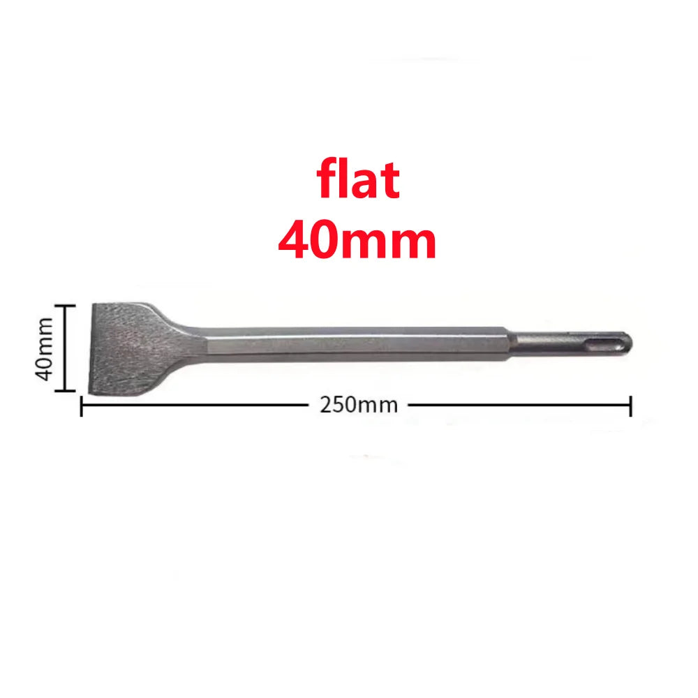 250mm Chisel Set SDS Plus Shank Electric Hammer Drill Bit Point Groove Flat Chisel Masonry Tools for Concrete Brick Wall Rock