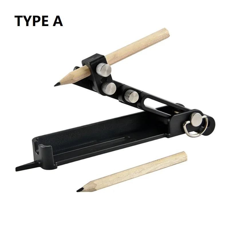 Multifunctional Profile Woodworking Scribing Tool deep hole Pencil Carpenter Maker Aluminum DIY Measuring Scribe Compass Ruler