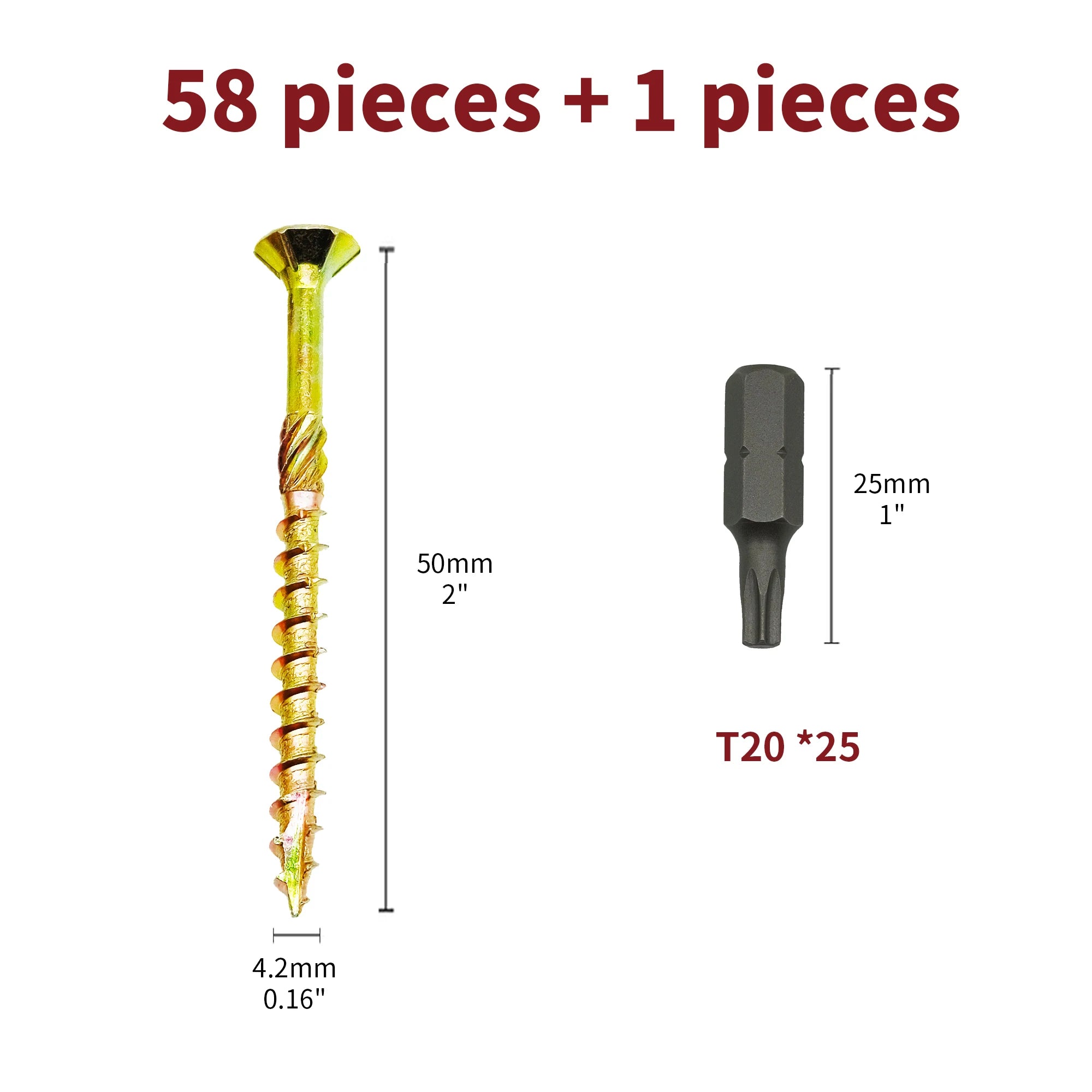 58pcs  Premium Outdoor Deck Screws Self Drilling Wood Screws Fasteners Tools Repair Accessories