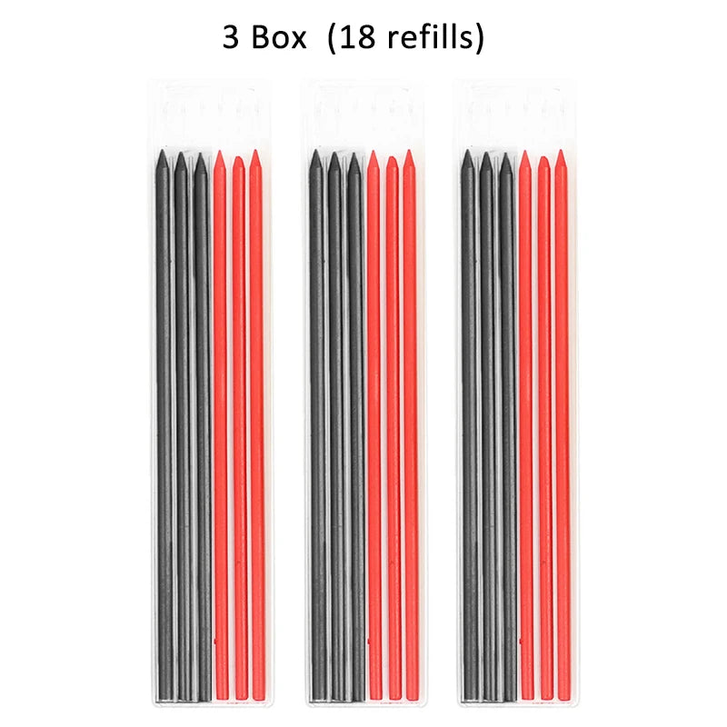 Solid Carpenter Pencil with Refill Lead and Built-in Sharpener for Deep Hole Mechanical Pencil scribing Marking Woodworking Tool
