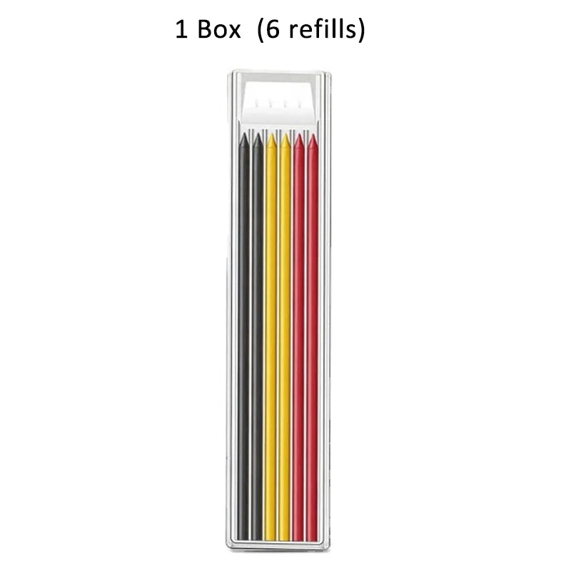 Solid Carpenter Pencil with Refill Lead and Built-in Sharpener for Deep Hole Mechanical Pencil scribing Marking Woodworking Tool