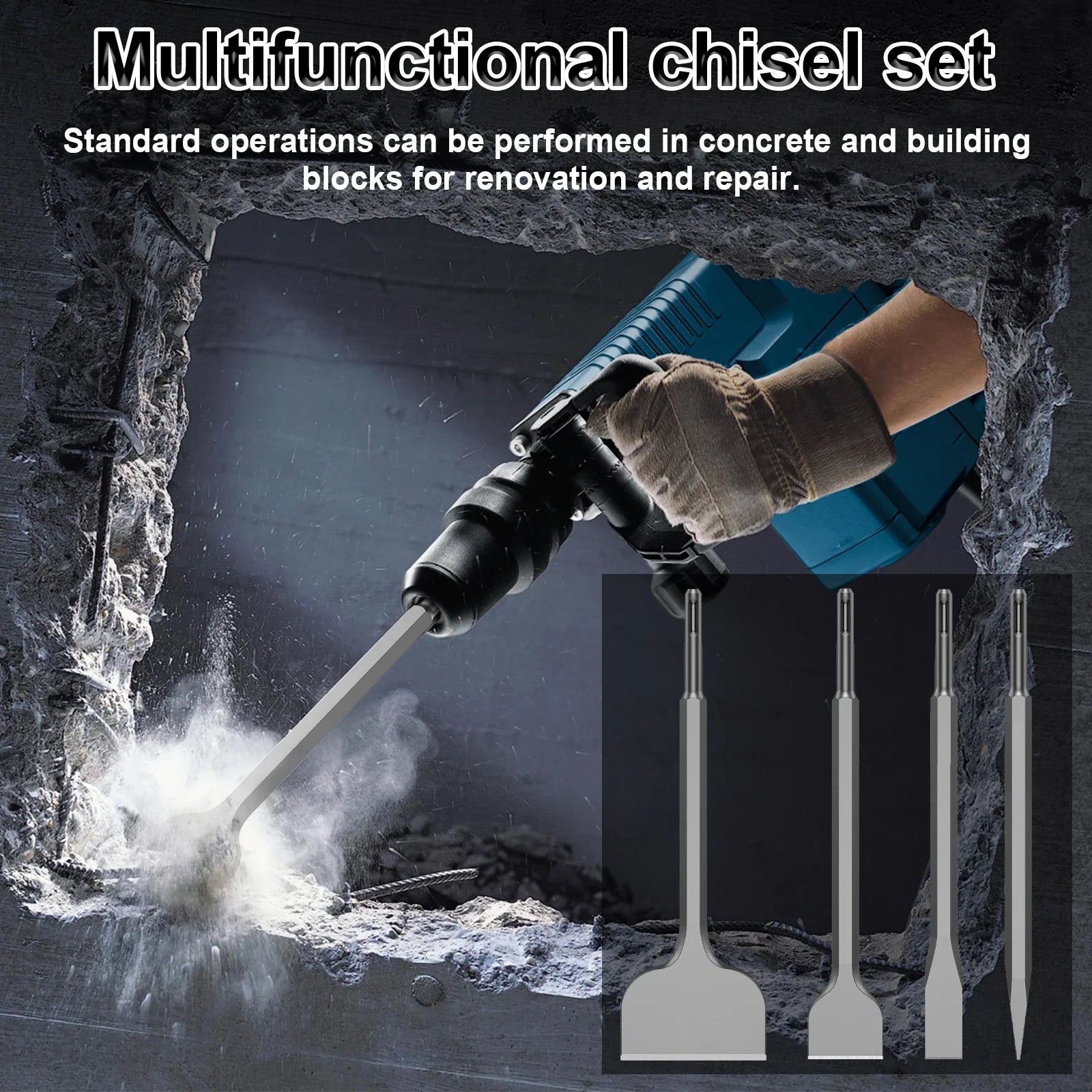 4Pcs SDS Plus Floor Scraper Electric Hammer Replaceable Blade Scaling Chisel Shovel for Tile Brick Concrete Wall Removal Tools