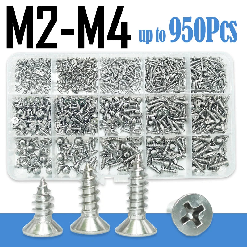 304 Stainless Steel Cross Recessed Countersunk Head Self-tapping Screw Cross Drive Flat Head Self Drilling Furniture Wood Screws