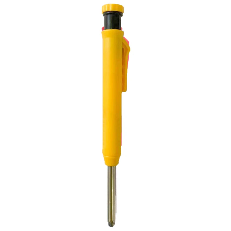Solid Carpenter Pencil with Refill Lead and Built-in Sharpener for Deep Hole Mechanical Pencil scribing Marking Woodworking Tool