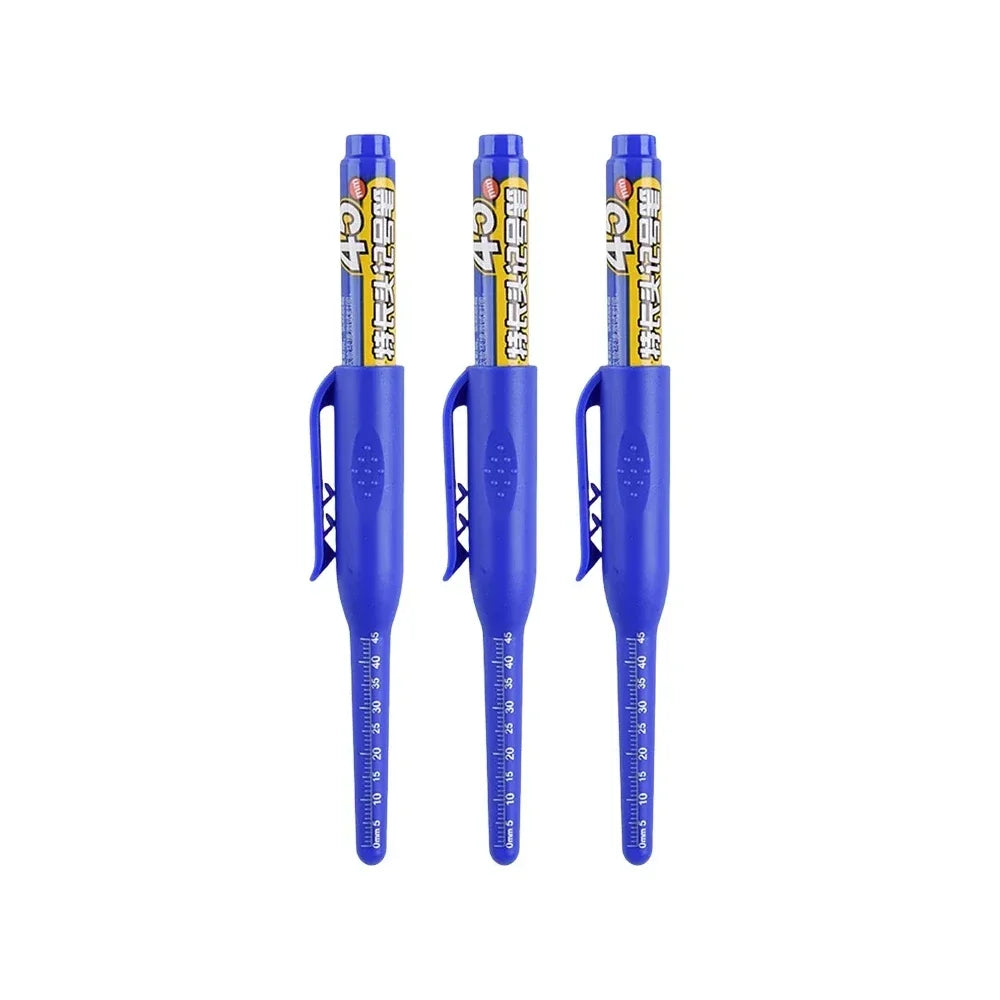 45mm Waterproof Deep Hole Marker Pens Long Nib Head Carpenter Pen Black/Blue/Red Ink for Multi-Purpose Woodworking Hand Tools