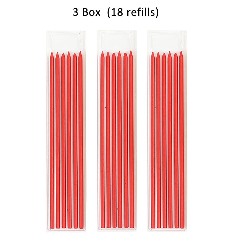 Solid Carpenter Pencil with Refill Lead and Built-in Sharpener for Deep Hole Mechanical Pencil scribing Marking Woodworking Tool