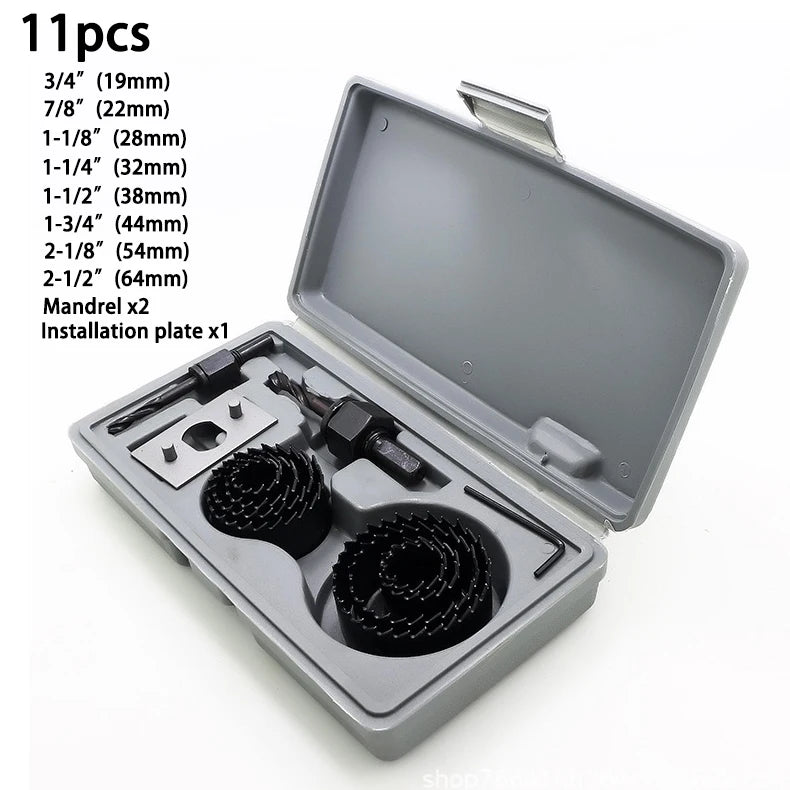 Hole Saw Set 8/11/16PCS Hole Saw Kit in Case Drill Bit Kit with Mandrels and Hex Key for Soft Wood Plywood Drywall PVC