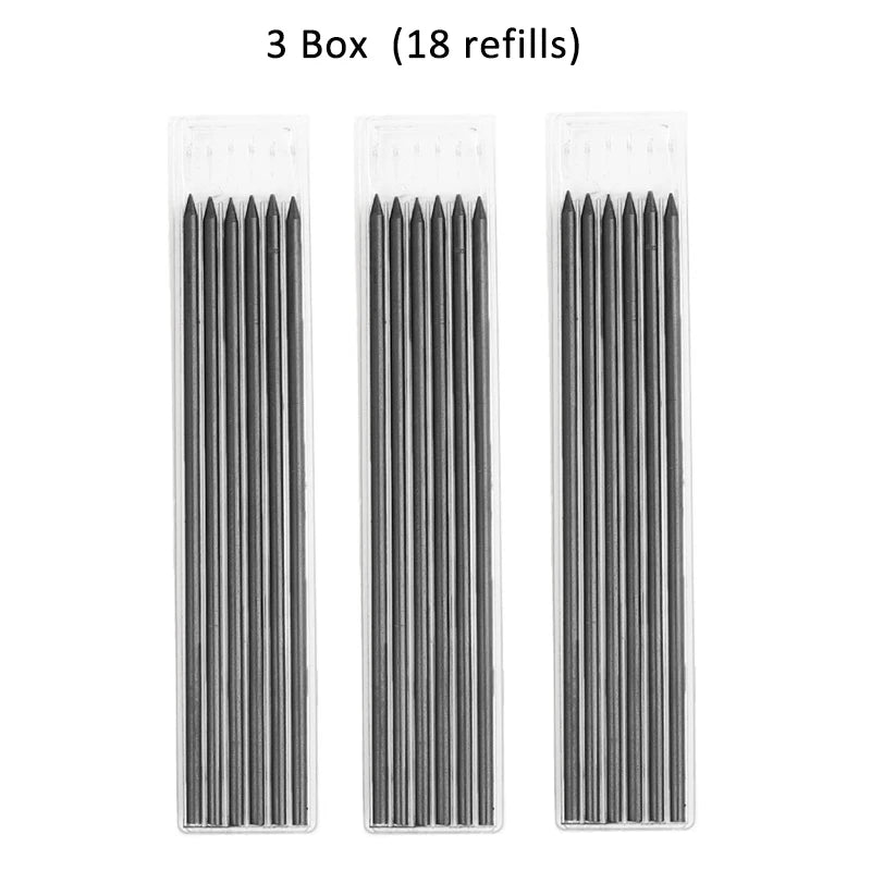 Solid Carpenter Pencil with Refill Lead and Built-in Sharpener for Deep Hole Mechanical Pencil scribing Marking Woodworking Tool