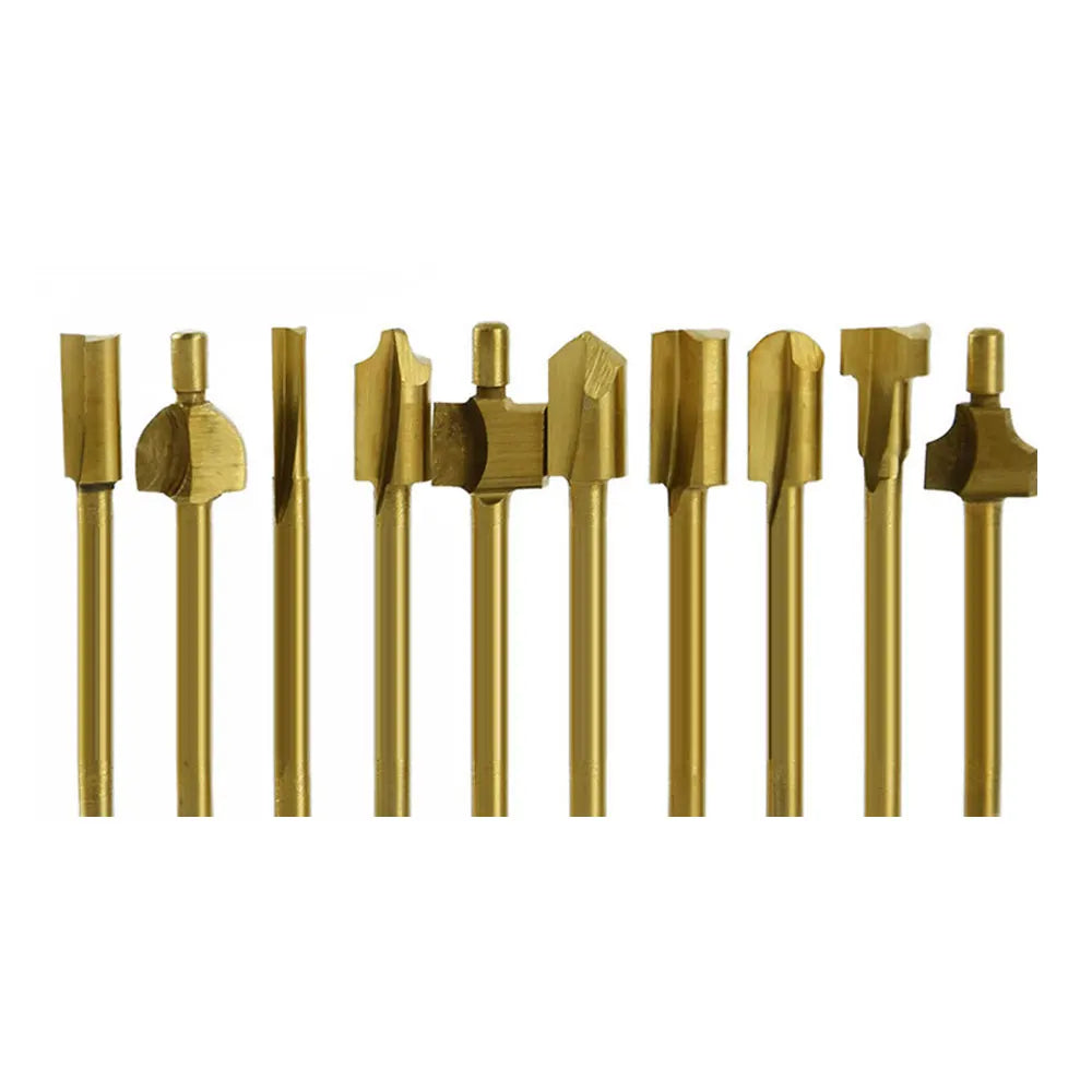 10pcs HSS Router Bits Wood Cutter Milling Fits Dremel Rotary Tool Set 1/8" 3mm Shank Carpentry Router Bits For Rotary Tools DIY