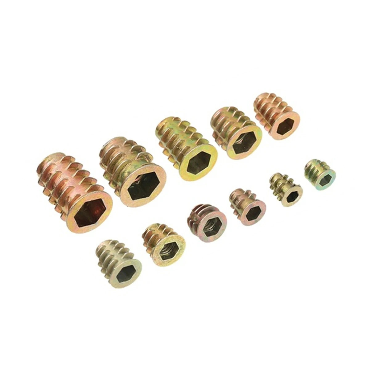 230PCS Assorted Nut Bolt Flanged Hex Drive Head Furniture Nuts M4 M6 M8 M10 Zinc Alloyl Thread for Wood Zinc Alloy Insert Sets