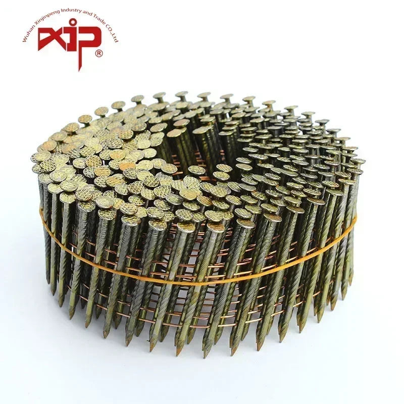 2-3/4  Inch Collated Wire Coil Siding Nails 15-Degree Full Round-Head Colored Coating Pallet Nails For Rough Nailing Pallet