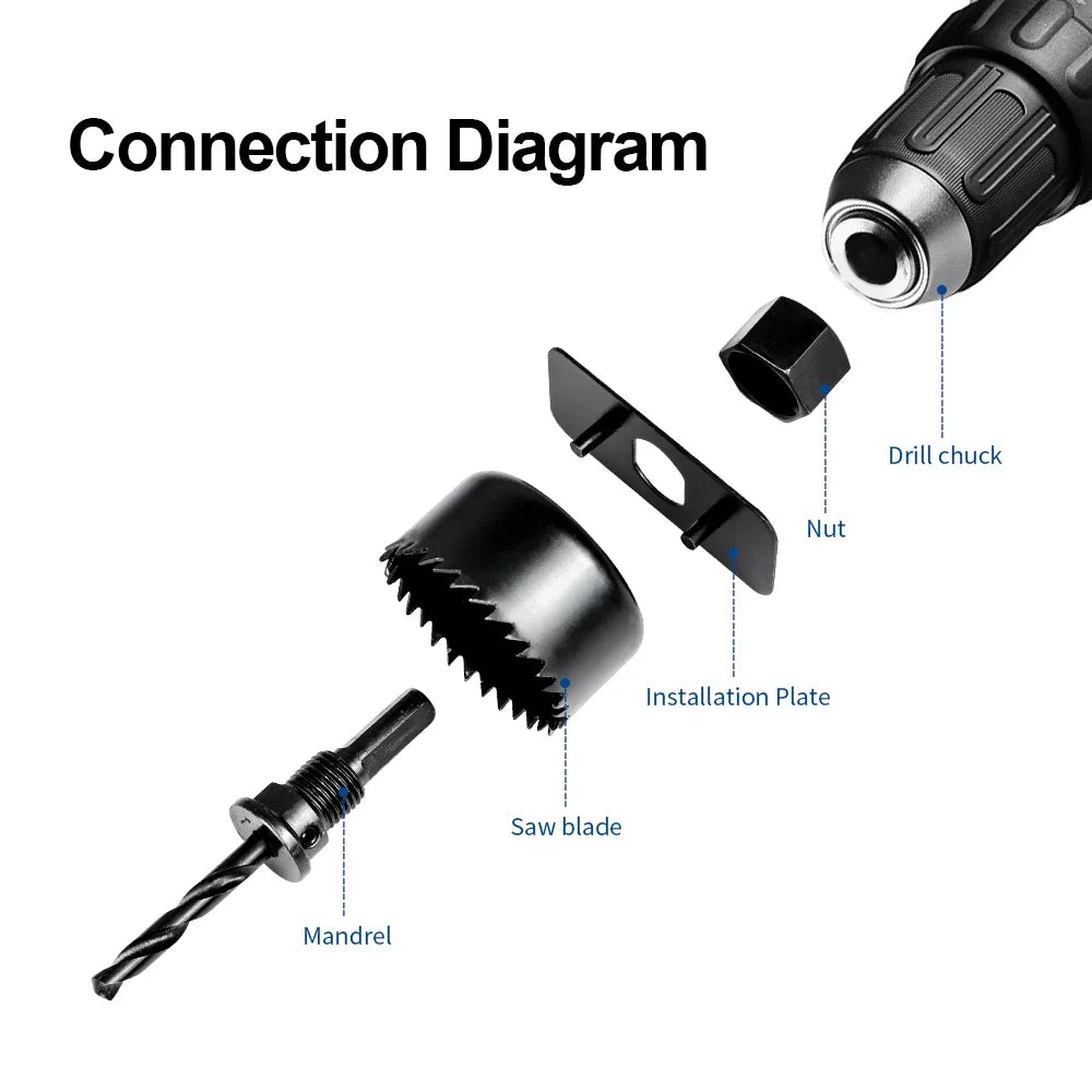 11Pcs Hole Saw Kit Durable Carbon Steel Metal Circle Power Drill Hole Cutter for Wood PVC and Plastic