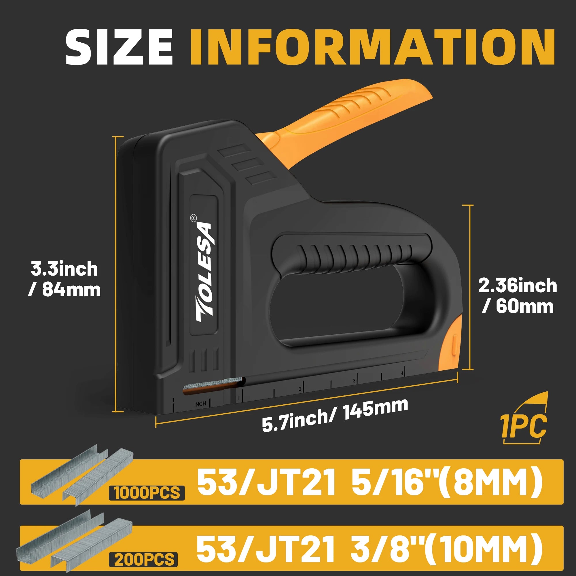 TOLESA Staple Guns for Wood Light Duty Home Use Manual Staplers Upholstery Nail Gun with 1200 Staples Home Decor Carpentry Tools