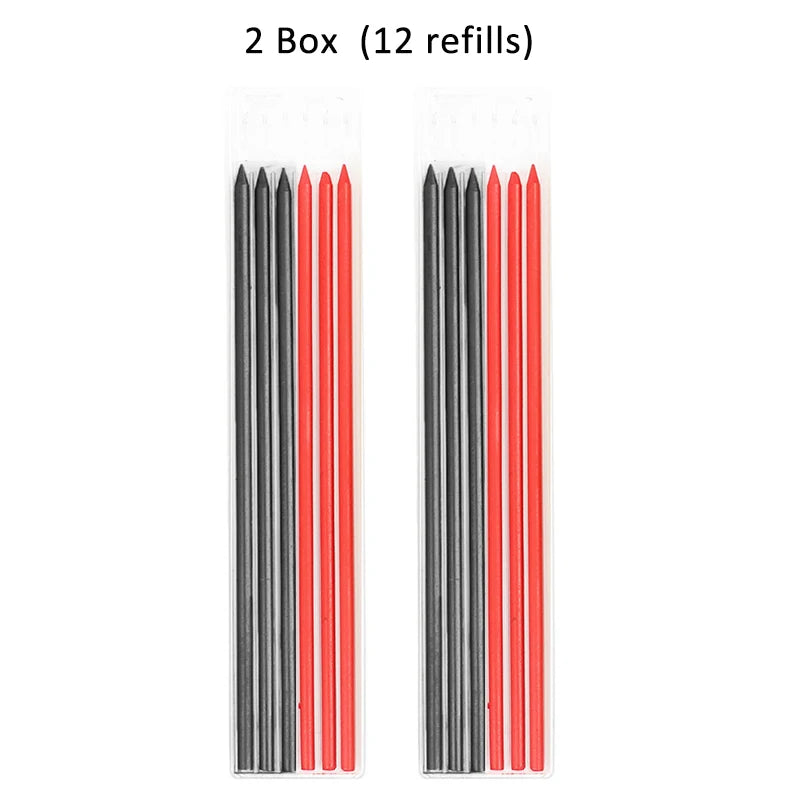 Solid Carpenter Pencil with Refill Lead and Built-in Sharpener for Deep Hole Mechanical Pencil scribing Marking Woodworking Tool