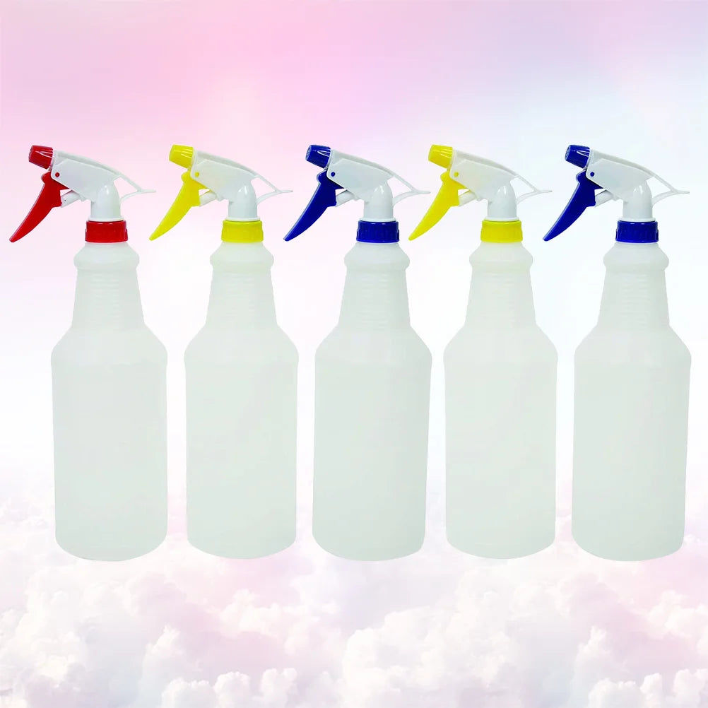 5pcs Handheld Spray Bottles Multi-use Empty Cleaner Container for Indoor Outdoor 750ml Random Color