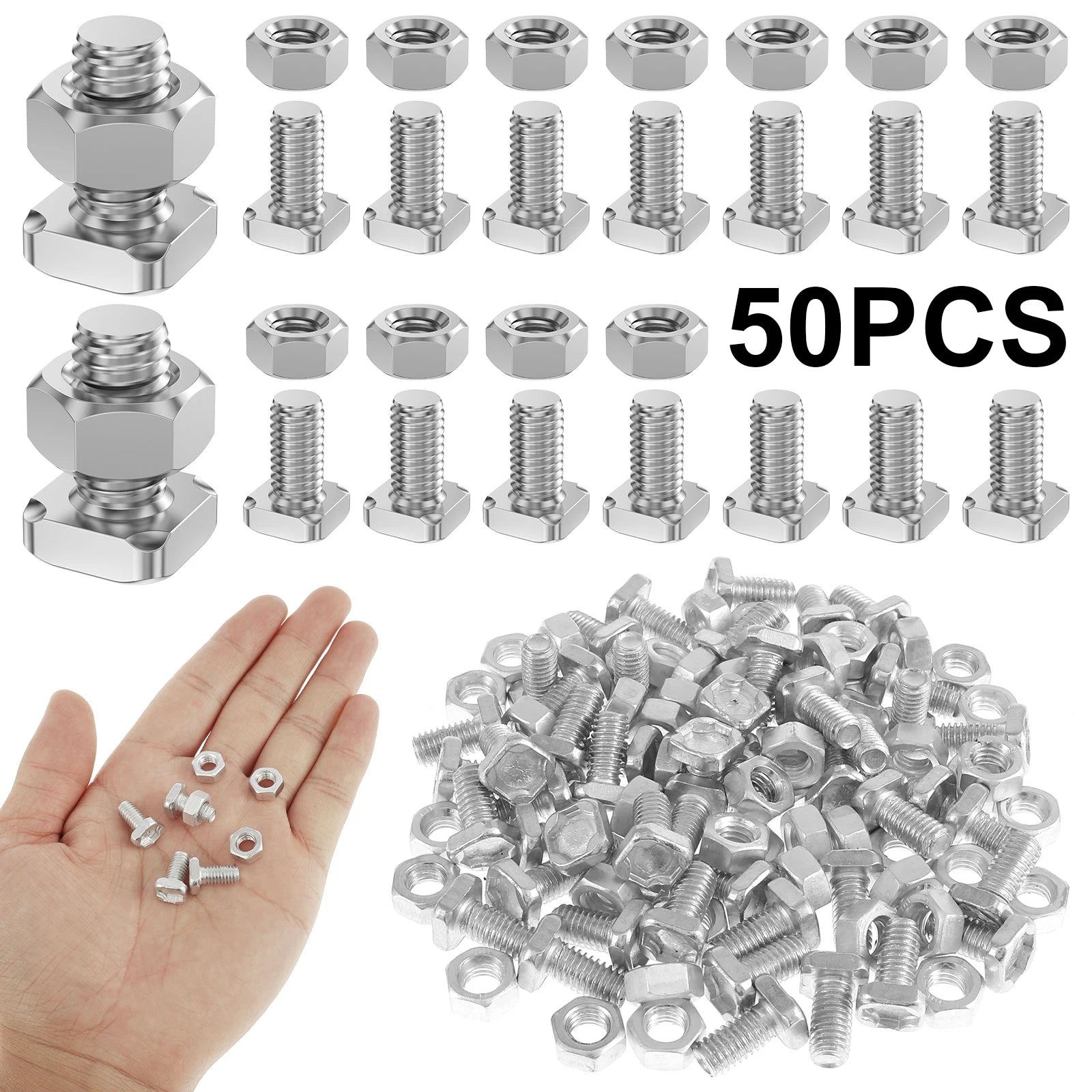 50Pcs Greenhouse Bolts Nuts Set Aluminum Bolts and Nuts Tool Accessory Set Sturdy Greenhouse Accessories for Greenhouse Supplies