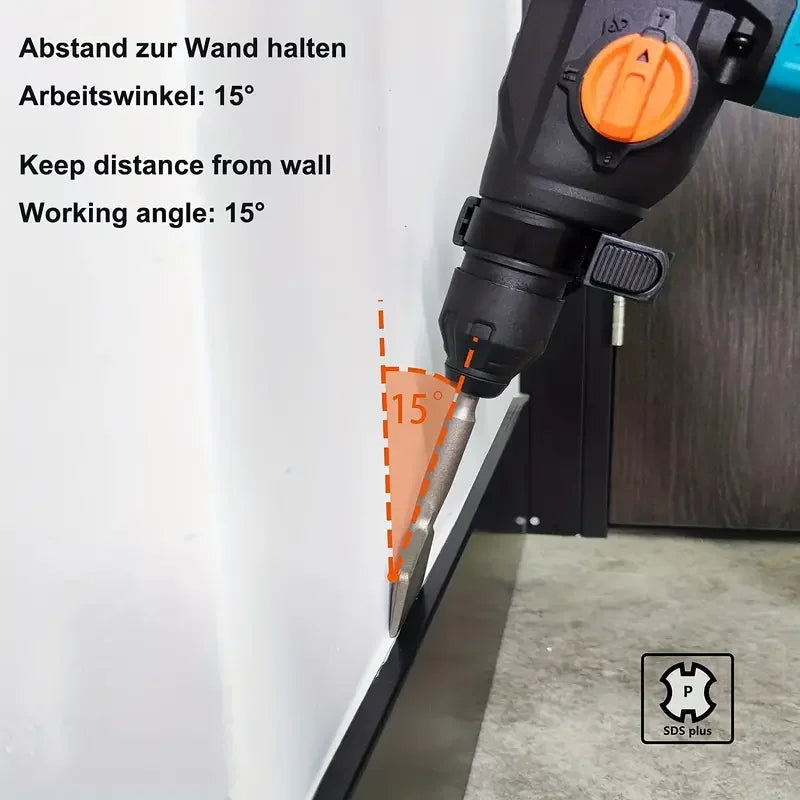 1pcs SDS Plus Chisel Bit 3x9.84inch Flat Chisel,42CrMo Tile Removal Chisel 15° Cranked Angled Bent Chisel Hammer Drill Tool
