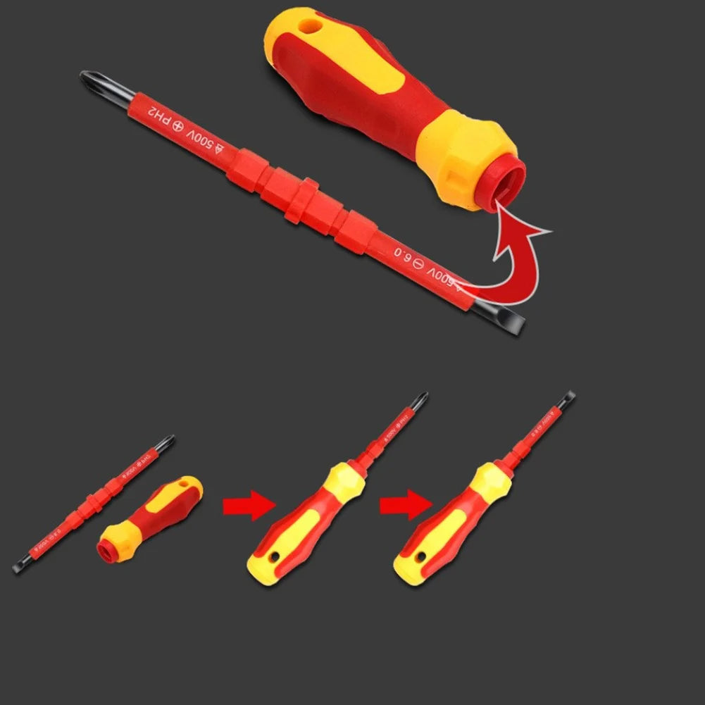 Screwdrivers Handle Two-in-one Screwdriver Insulated Screwdriver Set Multi-Purpose Electricians Slotted Cross Screwdriver Bit
