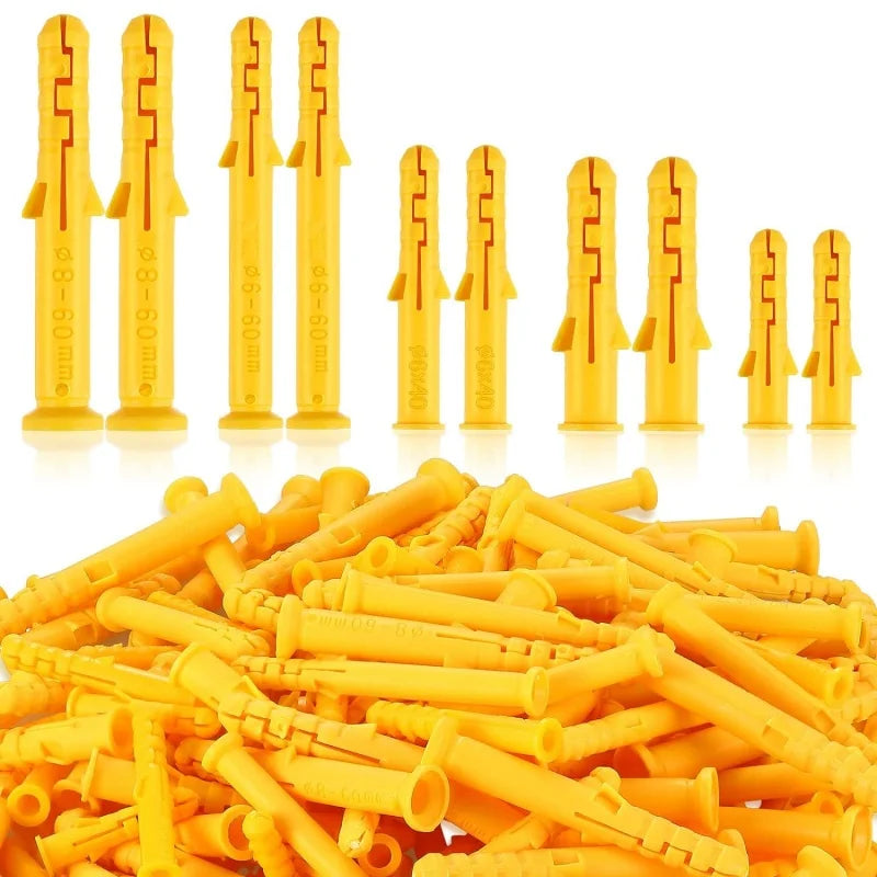 100-400pcs Ribbed Plastic Expansion Pipe M6 M8 M10 Rubber Plug plastic pipe Nylon Column Expansion Screw Anchor Plug Wall plugs