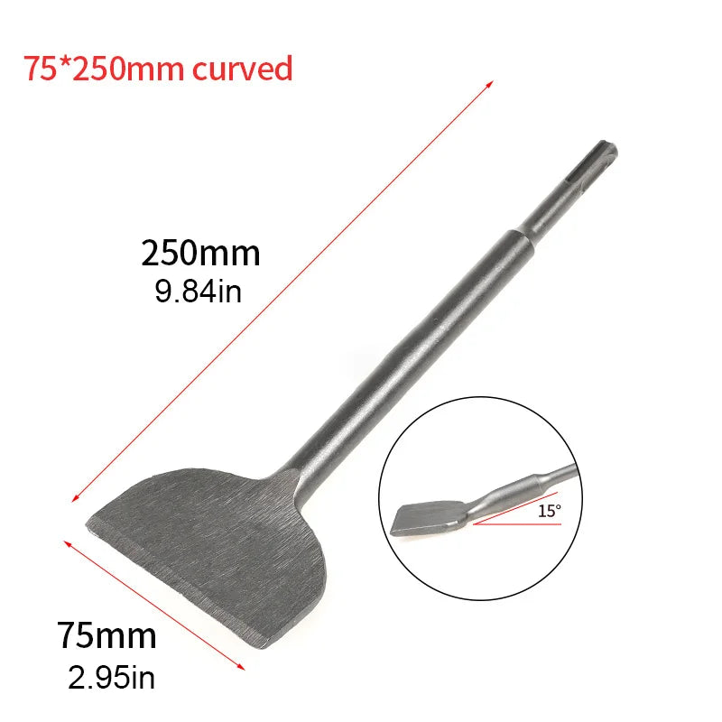 1pcs SDS Plus Chisel Bit 3x9.84inch Flat Chisel,42CrMo Tile Removal Chisel 15° Cranked Angled Bent Chisel Hammer Drill Tool