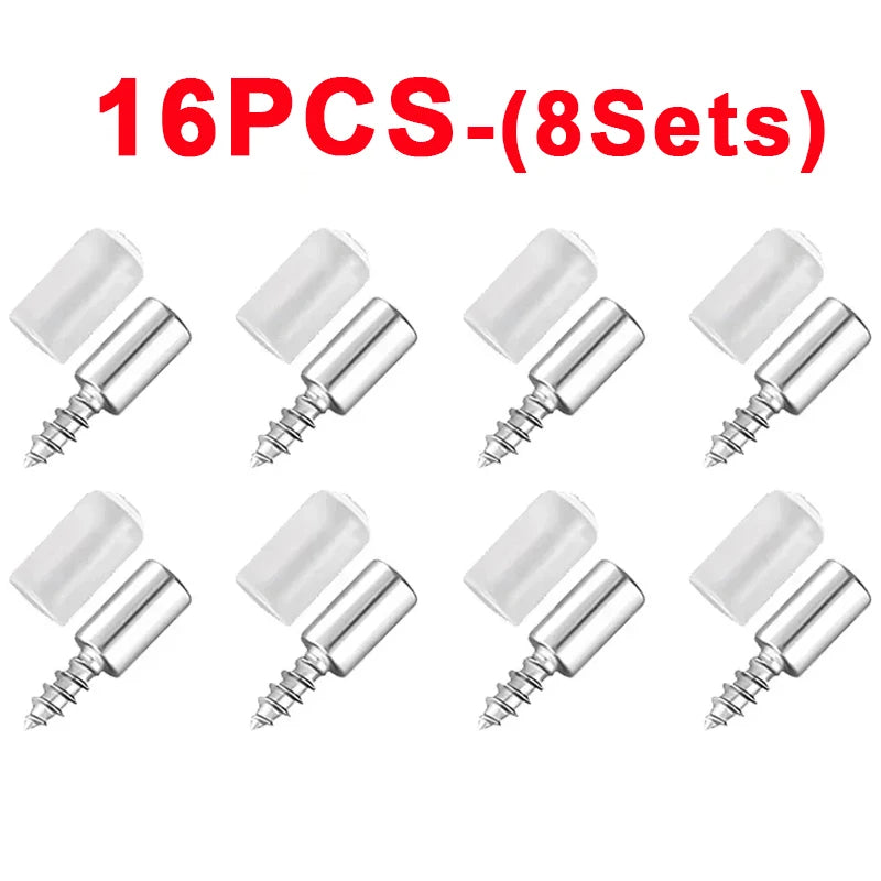 100/2Pcs Self-tapping Screws Cabinet Bracket Wardrobe Storage Rack Septum Screw Fixed Support With Slip Resistant Rubber Sleeve