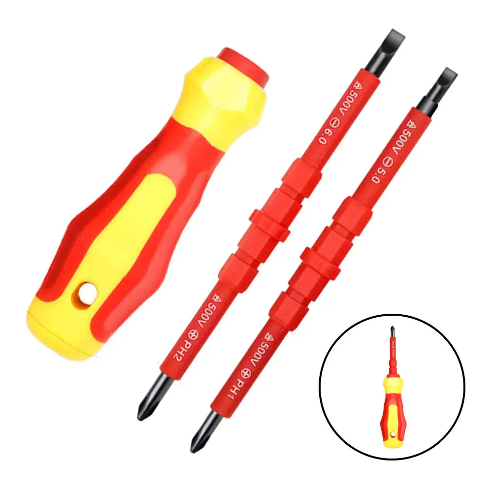 Screwdrivers Handle Two-in-one Screwdriver Insulated Screwdriver Set Multi-Purpose Electricians Slotted Cross Screwdriver Bit