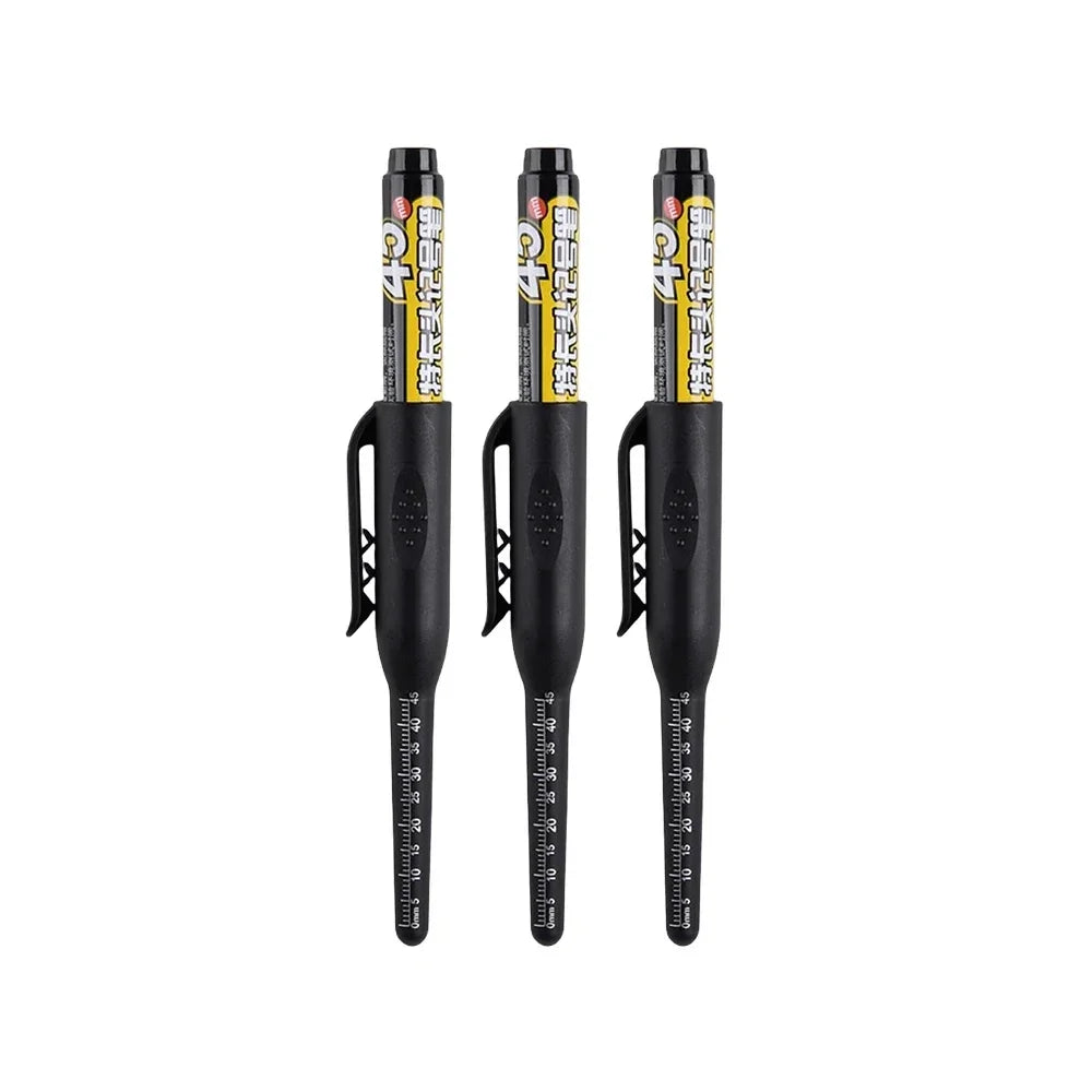 45mm Waterproof Deep Hole Marker Pens Long Nib Head Carpenter Pen Black/Blue/Red Ink for Multi-Purpose Woodworking Hand Tools