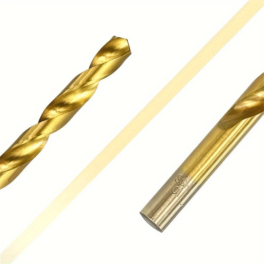 99 Pieces Titanium Twist Drill Bit Set, 135 Tip High Speed Steel, Size from 1/16" Up to 3/8", Ideal Drilling in Wood/Cast Iron