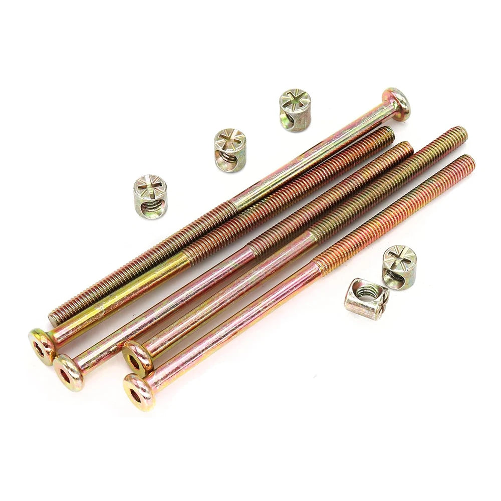 10 set M6 x 110mm Bed Bolts, Hex Drive Socket Furniture Barrel Screws Bolt Nuts Furniture Crib Baby Bed Bolt