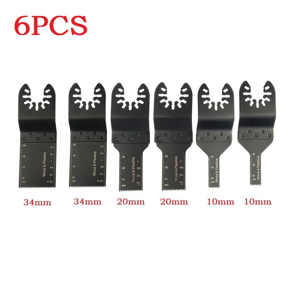 6Pcs Multi Tool Blades Oscillating Saw Blade High Carbon Steel Bi-Metal Arc Edge for Wood Metal Plastic Cutting