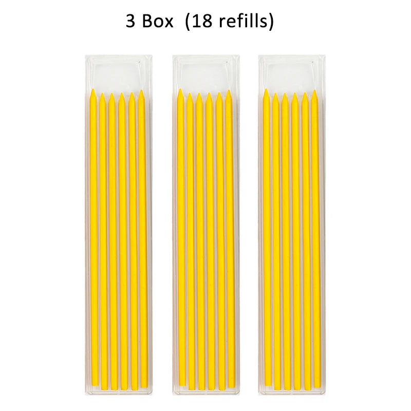 Solid Carpenter Pencil with Refill Lead and Built-in Sharpener for Deep Hole Mechanical Pencil scribing Marking Woodworking Tool