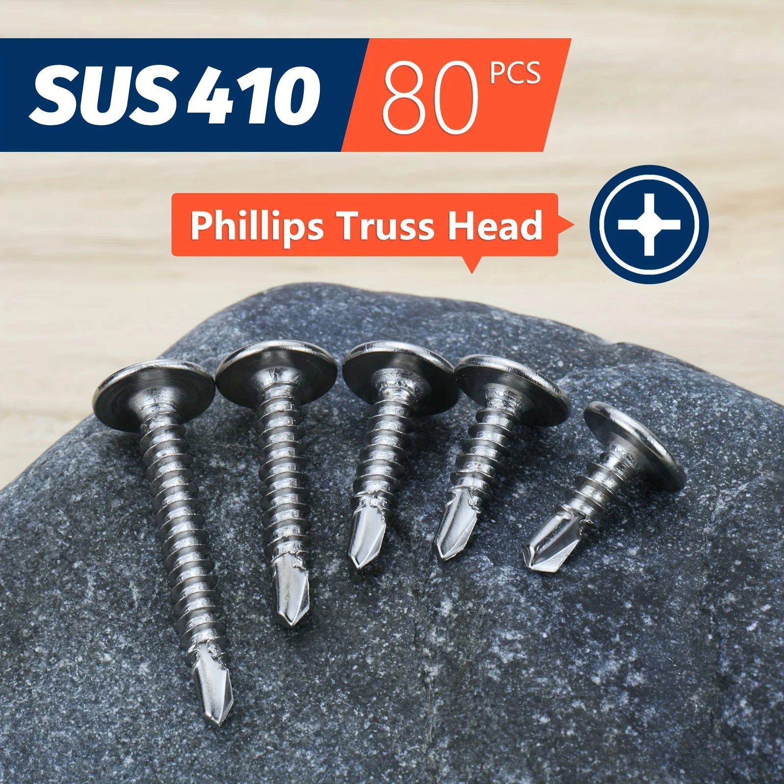 #8 Modified Truss Head Sheet Metal Screws Assortment Kit 410 Stainless Steel Self Tapping Drilling Screws for Metal Plastic Wood