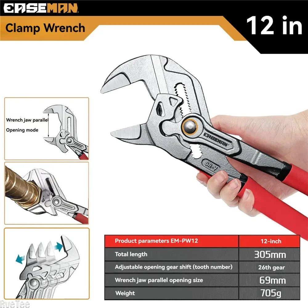 EASEMAN High Quality Heavy Duty Pliers Wrench for Water Pump Plumbing Car Repair Man Gift Hand Tools