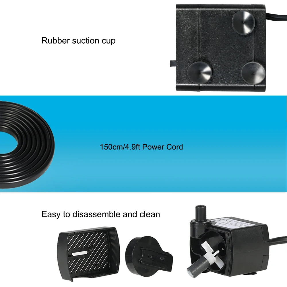 180L/H 2.5W Submersible Water Pump for Aquarium Tabletop Fountains Pond Water Gardens and Hydroponic Systems AC220-240V